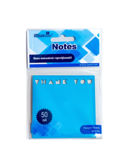 notes-adeziv-stantat-office-cover-h1-thank-you-50-coli-75x75mm-albastru-neon-blister
