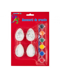 accesorii-creatie-polistiren-ou-alb-pentru-pictat-colorat-5-cm-set-4-buc-pensula-6-culori-colorarte-my11 2