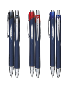 Pix Jetstream Uni-ball SXN-217, 0.7mm, cu mecanism, corp albastru inchis, detalii in culoarea scrisului