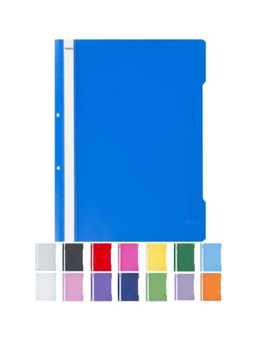 Dosar cu sina Noki, plastic, diverse culori, 2 perforatii pentru arhivare, eticheta interschimbabila pe cotor
