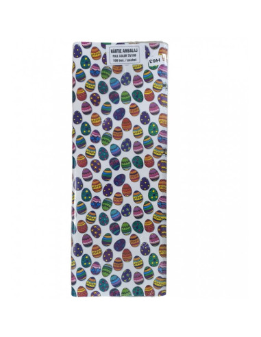 Hartie ambalat cadou, 70x100cm, diverse modele sarbatori pascale, 100 coli/set