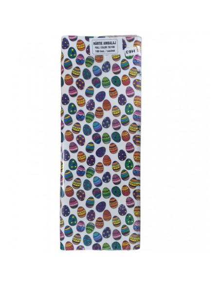 Hartie ambalat cadou, 70x100cm, diverse modele sarbatori pascale, 100 coli/set