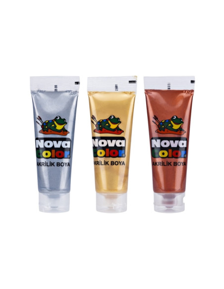 Culori acrilice Nova Color, 75ml, culori metalizate