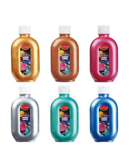 Culori tempera Keyroad, 300ml, culori metalizate