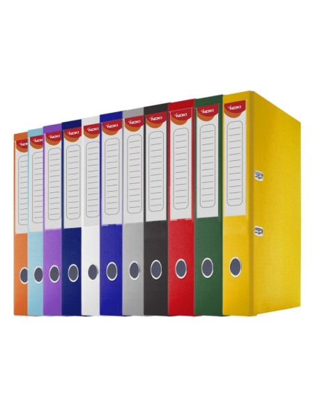 Biblioraft plastifiat Noki, A4, portret, 5cm, buzunar eticheta, inele metalice