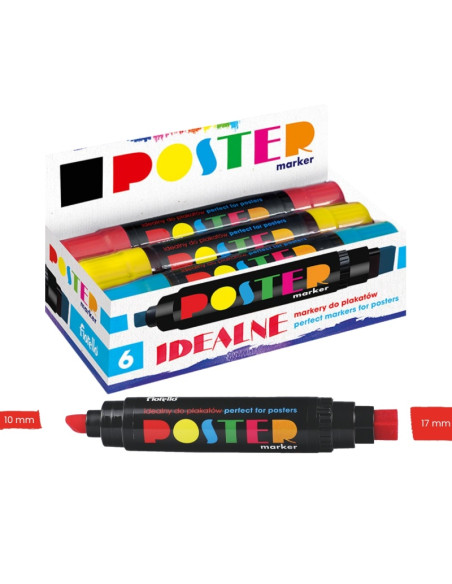 Marker permanent Fiorello Poster GR-1712, 2 capete - tesit 10mm / patrat 17mm