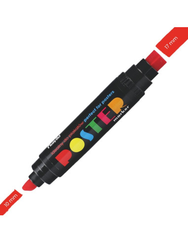 Marker permanent Fiorello Poster GR-1712, 2 capete - tesit 10mm / patrat 17mm