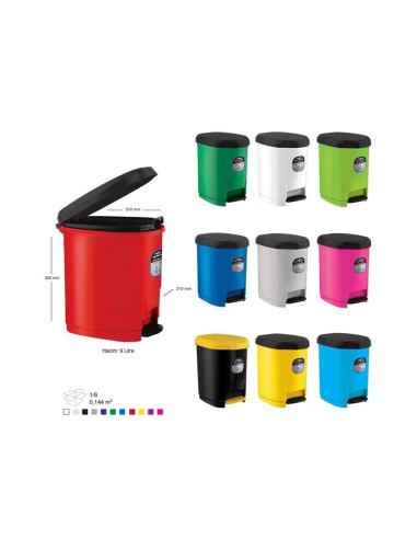 Cos de gunoi ARK 1380, pentru hartie, 9 litri, plastic, cu pedala pentru ridicarea capacului, diverse culori