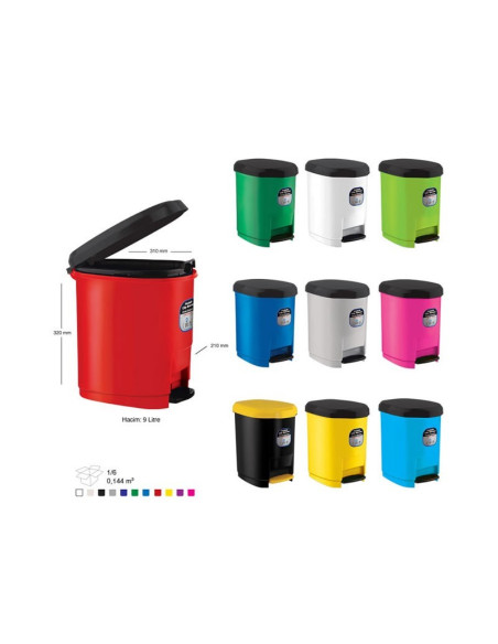 Cos de gunoi ARK 1380, pentru hartie, 9 litri, plastic, cu pedala pentru ridicarea capacului, diverse culori