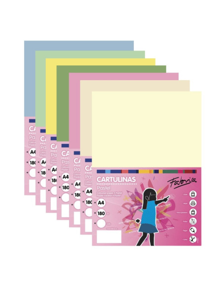Carton colorat A4 Fabrisa, 180g/mp, culori pastel, top 50 coli