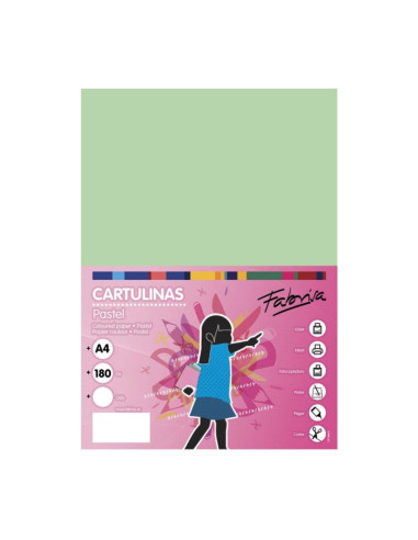 Carton colorat A4 Fabrisa, 180g/mp, culori pastel, top 50 coli