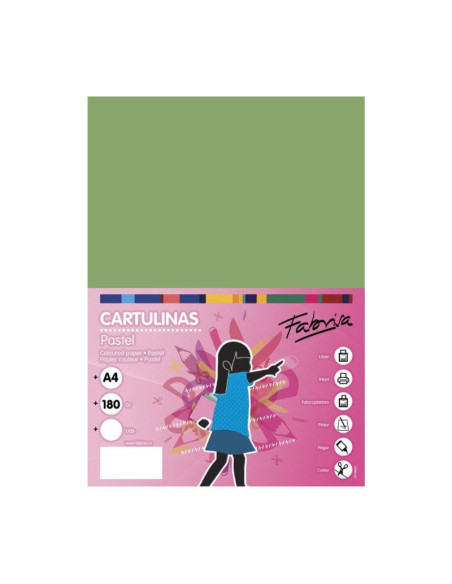 Carton colorat A4 Fabrisa, 180g/mp, culori pastel, top 50 coli