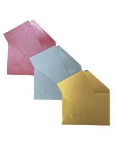 Plic + card Colorarte Perla, culori perlate (rosu, auriu, argintiu), 60x80mm, set 150 buc 2