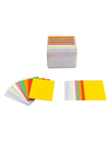 Plic + card Colorarte Fantasia, 5 culori intense si 5 culori pastel, 60x80mm, set 100 buc