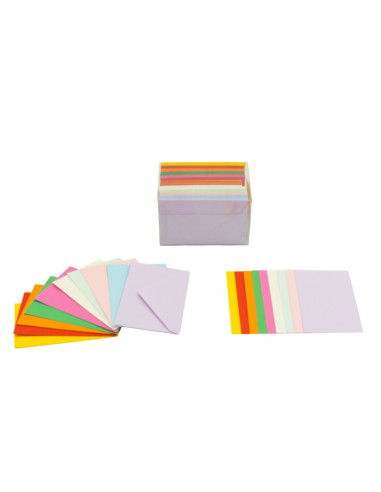 Plic + card Colorarte Fantasia, 5 culori intense si 5 culori pastel, 70x110mm, set 100 buc