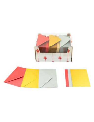 Plic + card Colorarte Perla, culori perlate (rosu, auriu, argintiu), 90x140mm, set 150 buc