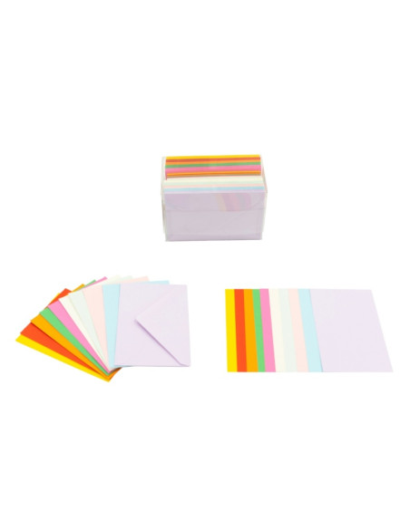 Plic + card Colorarte Fantasia, 5 culori intense si 5 culori pastel, 90x140mm, set 100 buc