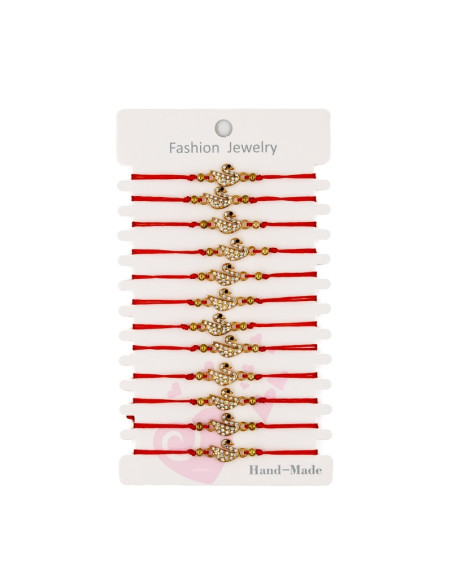 Martisor - Bratara cu snur textil, lebada, set 12 buc
