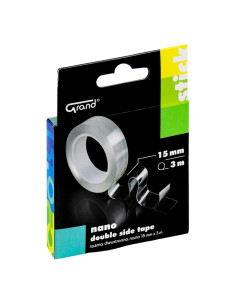 Banda dublu adeziva siliconica nano Grand 130-1955, 15mm x 3m, transparent, blister