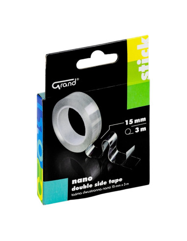 Banda dublu adeziva siliconica nano Grand 130-1955, 15mm x 3m, transparent, blister