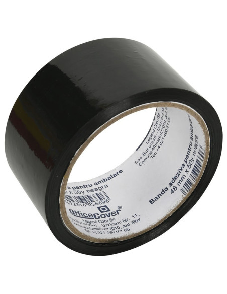 Banda adeziva Office-Cover, pentru ambalare, 48mm x 50yard, negru