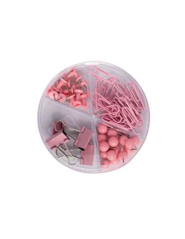 Accesorii set birou Cnx, 62 piese, diverse culori - agrafe, ace gamalie, ace tabla, clips
