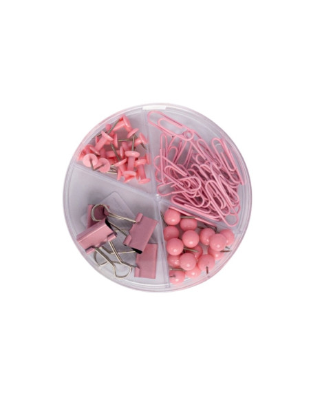 Accesorii set birou Cnx, 62 piese, diverse culori - agrafe, ace gamalie, ace tabla, clips