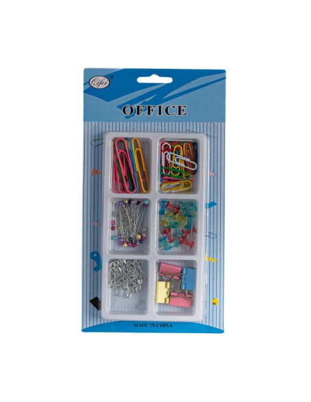 Accesorii set birou Cnx, 129 piese, diverse culori - agrafe, ace gamalie, ace tabla, clips