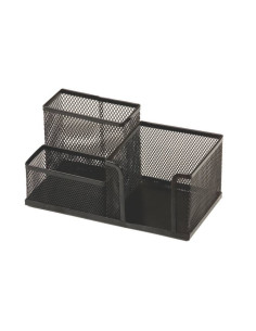 Suport instrumente de scris Office Cover 9058 40228100, 3 compartimente, plasa metalica, negru