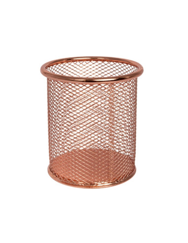 Suport instrumente de scris OFFICE COVER 802, cilindric, plasa metalica, auriu/bronz