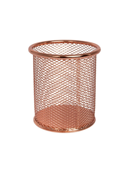 Suport instrumente de scris OFFICE COVER 802, cilindric, plasa metalica, auriu/bronz