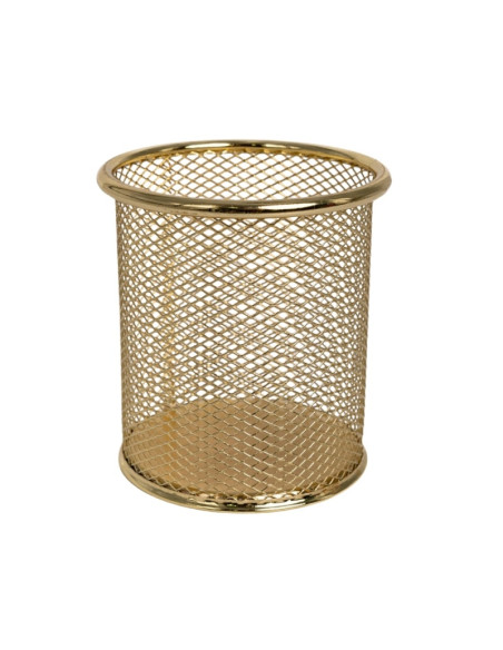 Suport instrumente de scris OFFICE COVER 802, cilindric, plasa metalica, auriu/bronz