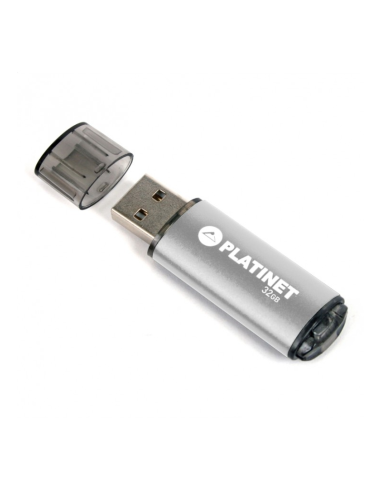 Stick memorie 32GB Platinet PMFE32, USB 2.0, carcasa aluminiu, argintiu