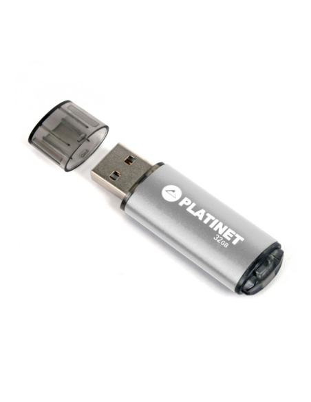 Stick memorie 32GB Platinet PMFE32, USB 2.0, carcasa aluminiu, argintiu