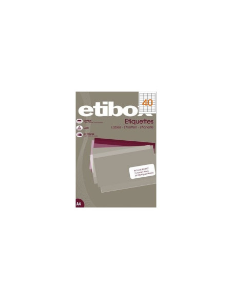 Etichete autocolante Etibox 119769, 40/A4, 52.5x29.7mm, permanente, colturi drepte, alb, top 100 coli (4000 etichete)