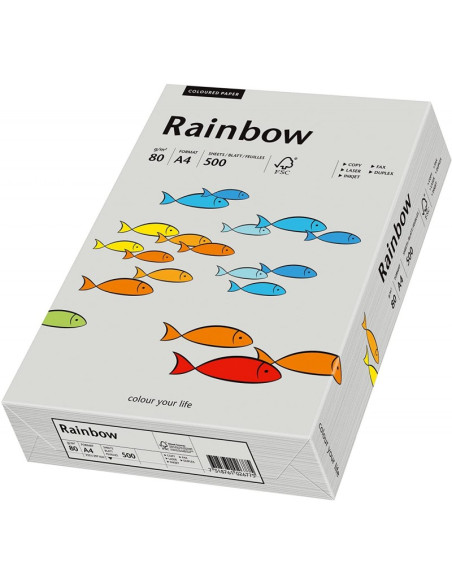 Hartie colorata A4 Rainbow 88042805, 80g/mp, gri, top 500 coli