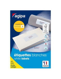 Etichete autocolante Agipa 100981, 18/A4, 63,5x46,6mm, alb, 100 coli/top (1800 etichete)