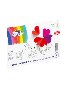 Bloc tehnic colorat A3 Fiorello 150-1439, 160g/mp, mix diverse culori, set 8 file 2