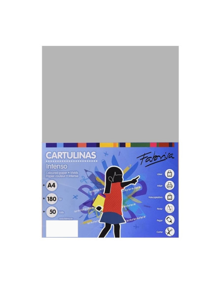 Carton colorat A4 Fabrisa 15465, 180g/mp, gri intens, top 50 coli