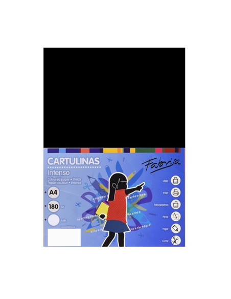 Carton colorat A4 Fabrisa 15533, 180g/mp, negru intens, top 250 coli