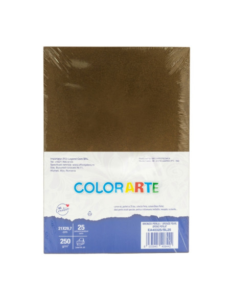 Carton colorat A4 COLORARTE PERLA, 250g/mp, bronz perlat, top 25 coli