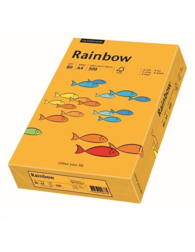 Hartie colorata A4 Rainbow 88042409, 80g/mp, portocaliu medium, top 500 coli