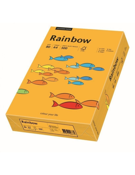 Hartie colorata A4 Rainbow 88042409, 80g/mp, portocaliu medium, top 500 coli