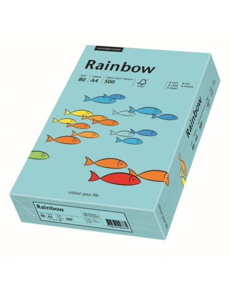 Hartie colorata A4 Rainbow 88042717, 80g/mp, albastru medium, top 500 coli