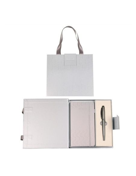 Set cadou stilou grafit + agenda mate A6 Symphony Elegant Premium 850011-01-02, cutie argintiu magnet