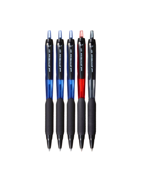 Pix Jetstream Uni-ball SXN-101, 0.7mm, set 5 buc, cu mecanism, corp in culoarea scrisului, grip cauciucat