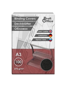Coperta indosariere A3 ProfiOffice, carton negru, imitatie piele, 270g/mp, top cu 100 coli