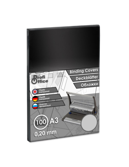 Coperta indosariere A3 ProfiOffice, PVC cristal, transparent, 0.20mm, top cu 100 coli