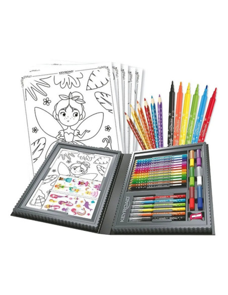 Set coloriaj Keyroad Mica sirena KR972160, 12x creioane colorate, 6x carioci, 10x coli A4, 30x stickere, 6x lipici, ascutitoare