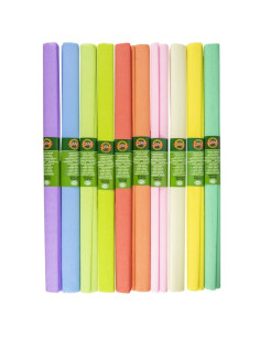 Hartie creponata Koh-i-noor K9755-39, 50x200cm, diverse culori pastel, set 10 buc